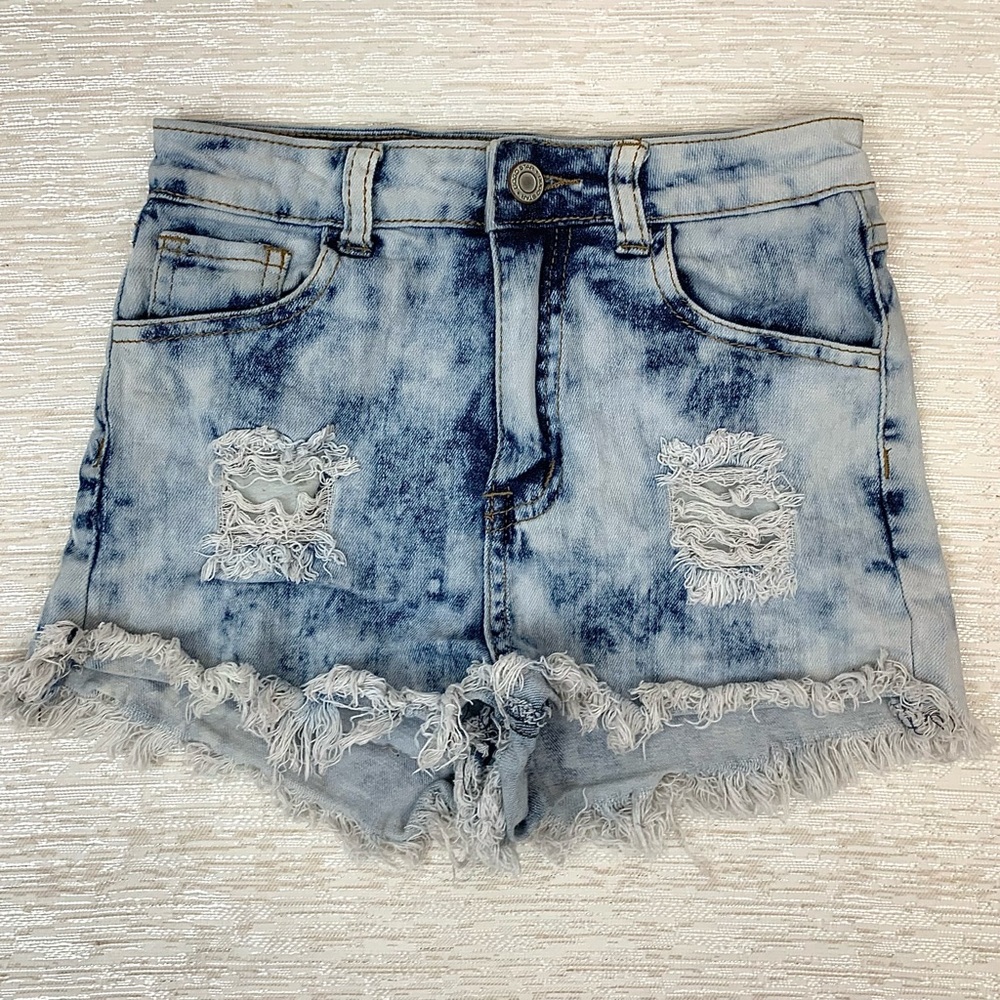 Gogo Star Acid Wash Denim Cutoffs Shorts